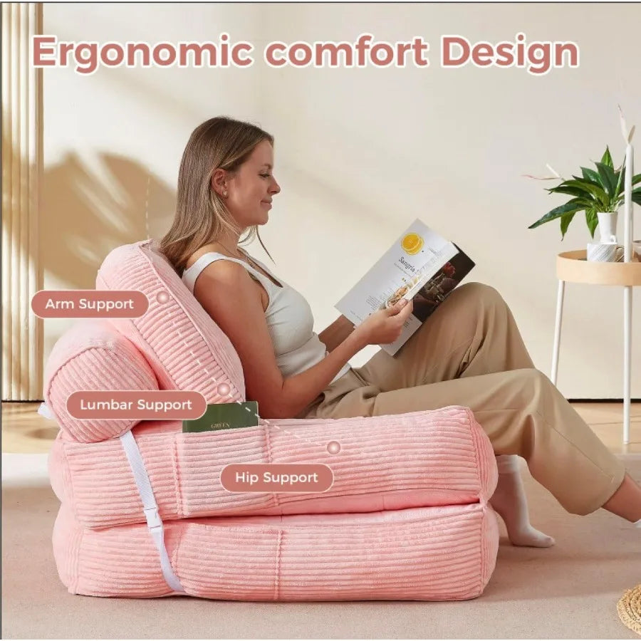 Foldable Boneless Chair Bed with Pillow and Blanket