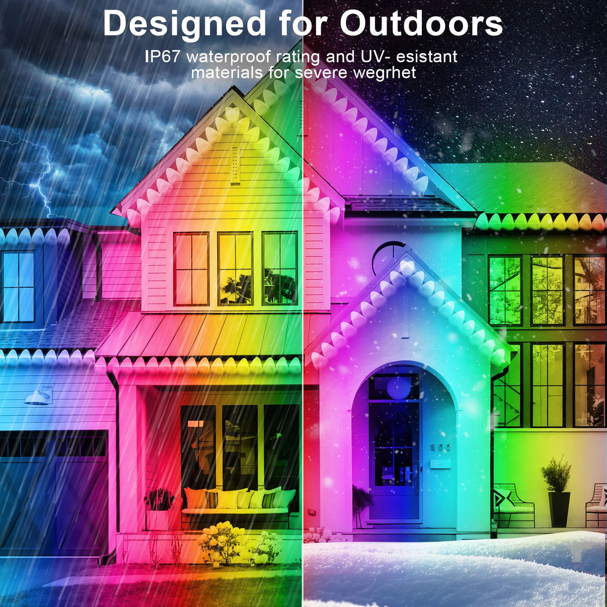RCUICA Smart RGB Outdoor Eaves Lights With App Control Waterproof