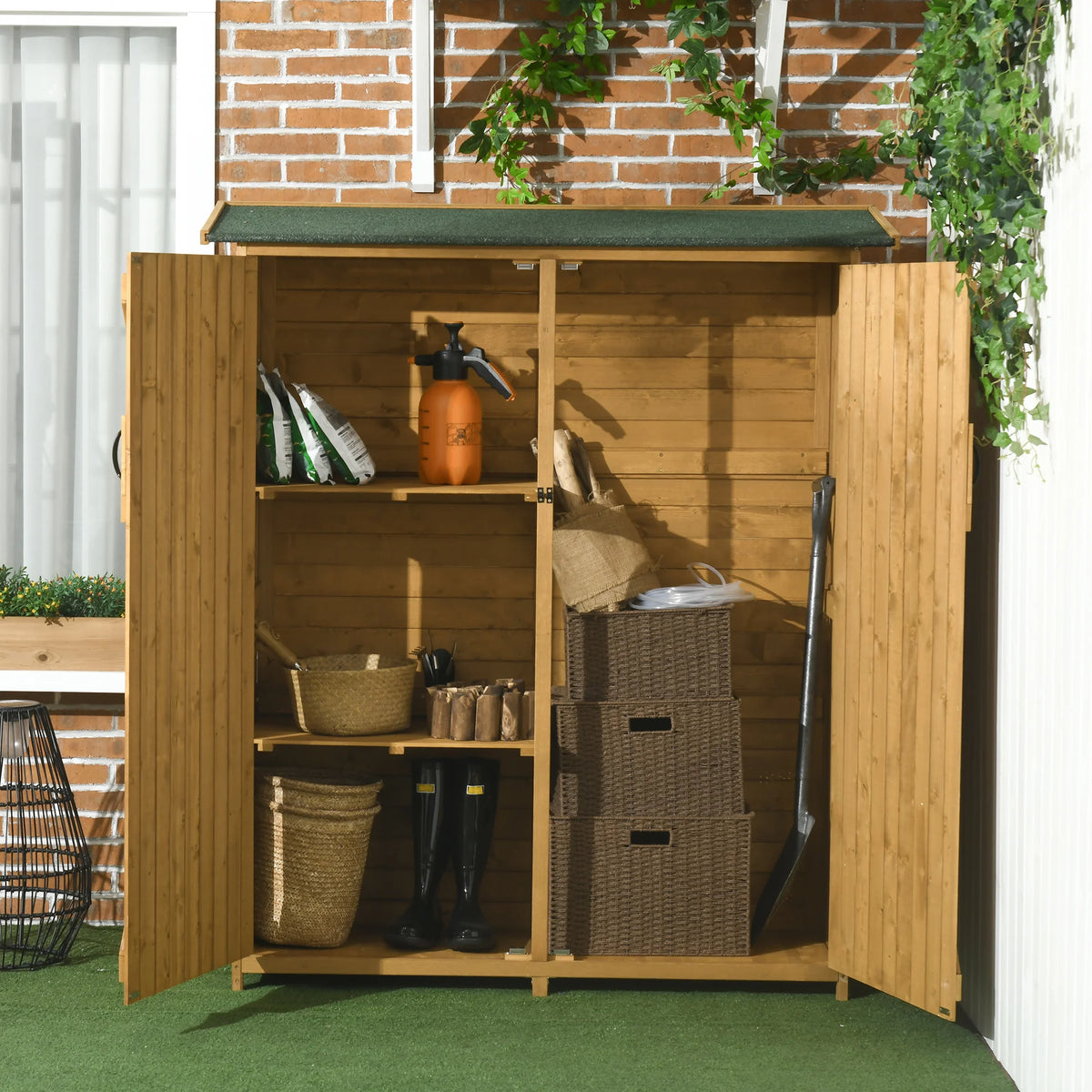 Outsunny Waterproof Garden Storage Shed With Shelves And Lock