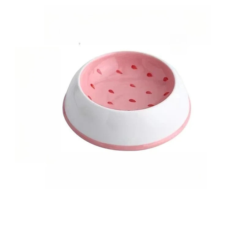 Ceramic Watermelon Shape Pet Bowl For Cats And Dogs