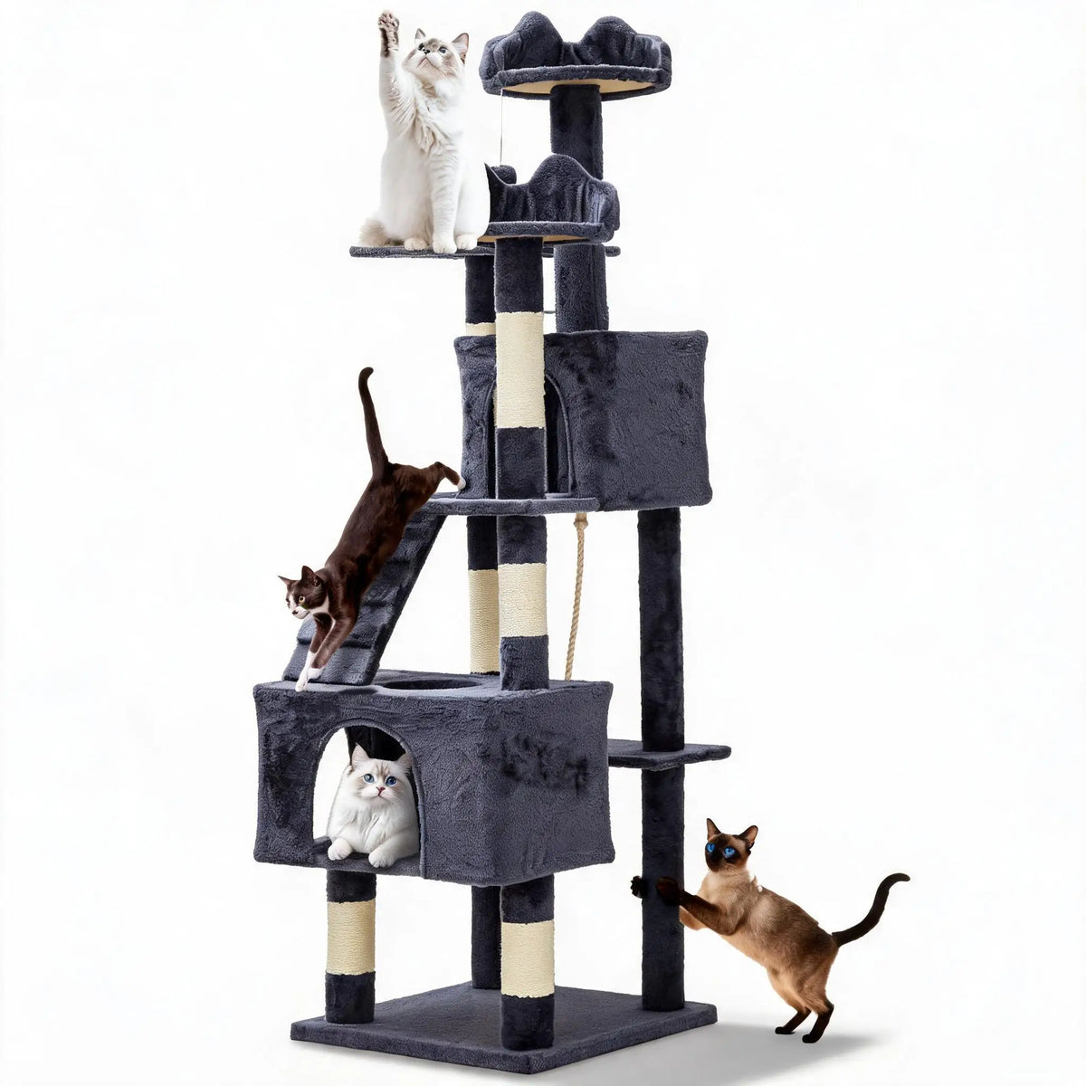 Sturdy Multi-Level Cat Tree with Scratching Posts for Cats