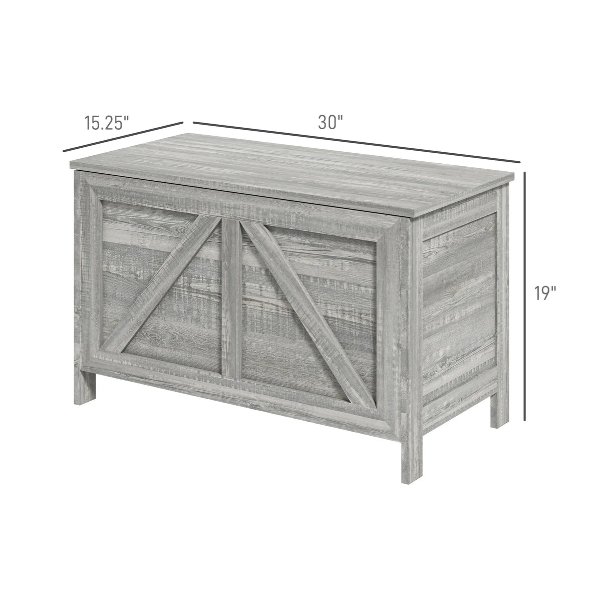 HOMCOM Farmhouse Storage Bench With Lift Top And Safety Hinge