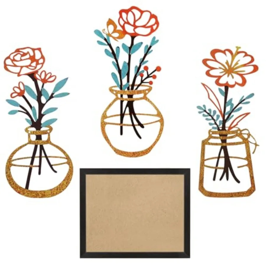 3 Piece Floral Vase Wall Art And Picture Frame Set