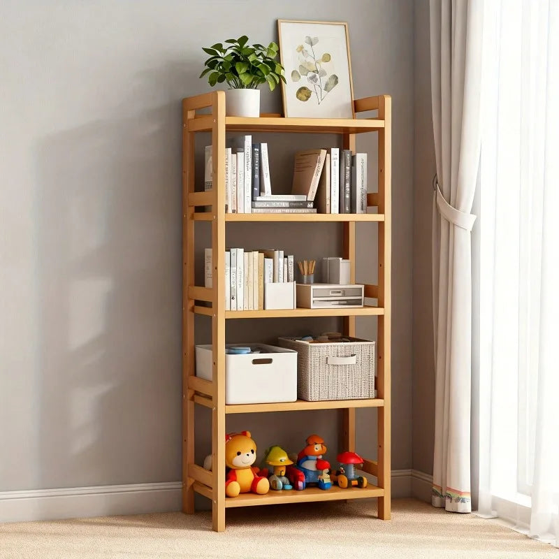 Four Tier Bamboo Organizer Rack With Space Saving Layered Design
