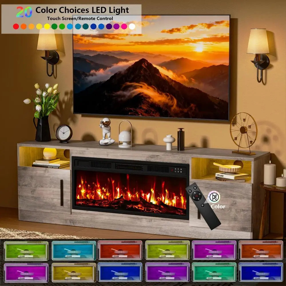 Ireplace Modern TV Stand With LED Lights And Remote Control
