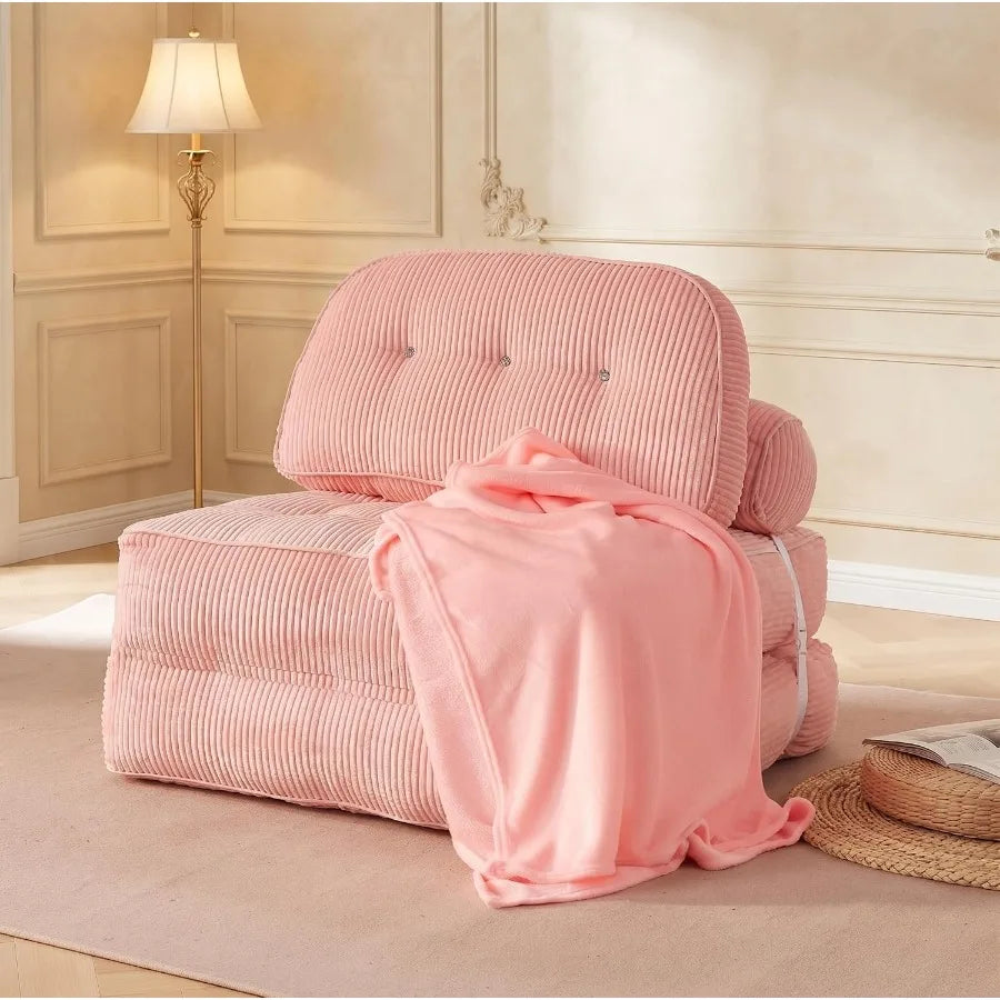Foldable Boneless Chair Bed with Pillow and Blanket