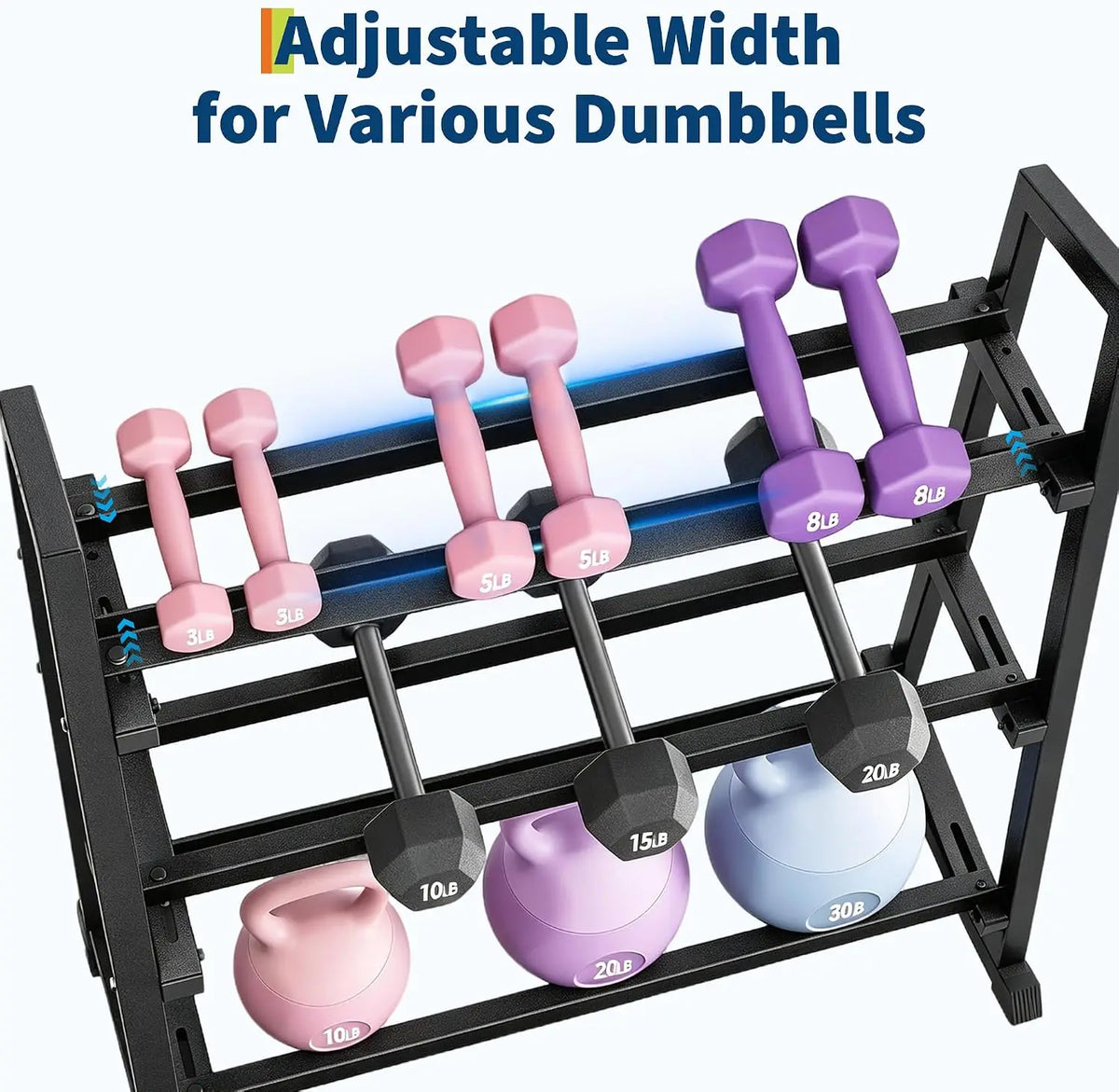 Garvee Heavy Duty Three Tier Dumbbell Rack Stand Organizer