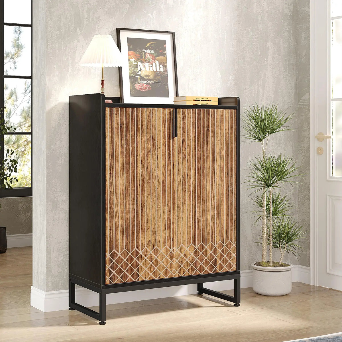 Tribesigns Modern Shoe Cabinet With Doors And Five Tier Storage