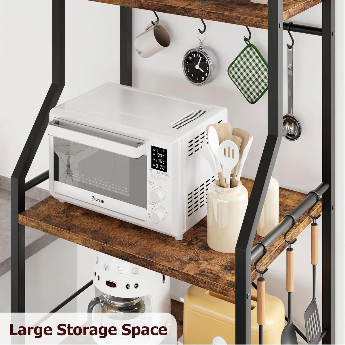 Garvee 4-Tier Metal Kitchen Storage Rack With S-Hooks