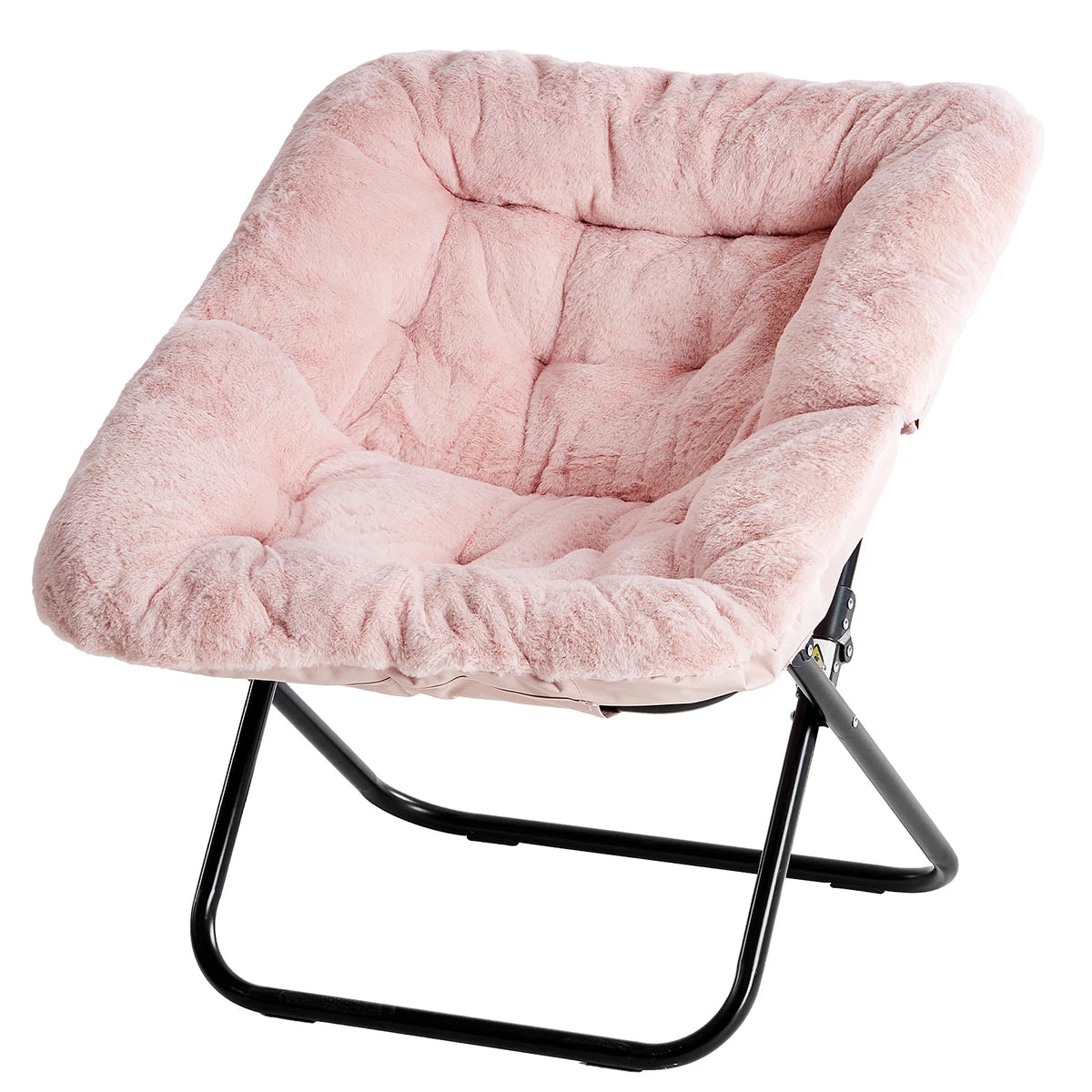 JHK Faux Fur Folding Saucer Chair With Padded Lounge Seat