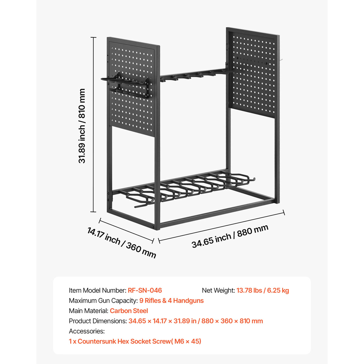 SucceBuy Steel Floor Standing Gun Rack With Storage Shelf