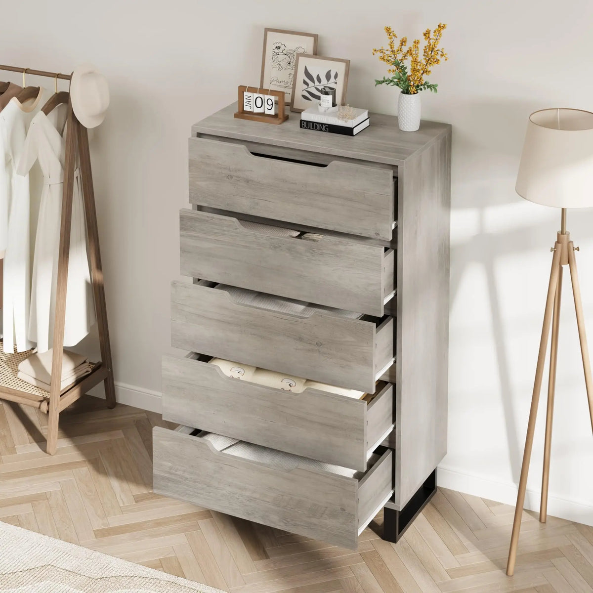 HiMISS Wooden Storage Dresser for Bedroom and Living Room