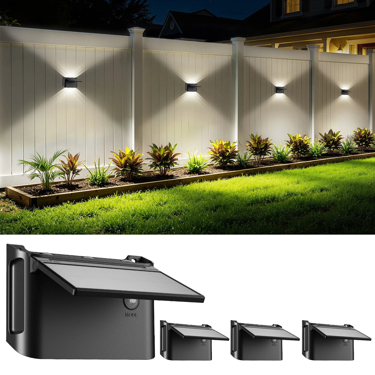 Intelamp Dimmable Solar Wall Lights With Remote Control For Outdoor