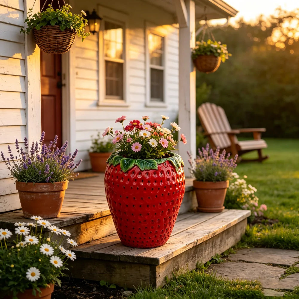 Strawberry Decorative Planter Pot For Outdoor Garden Patio