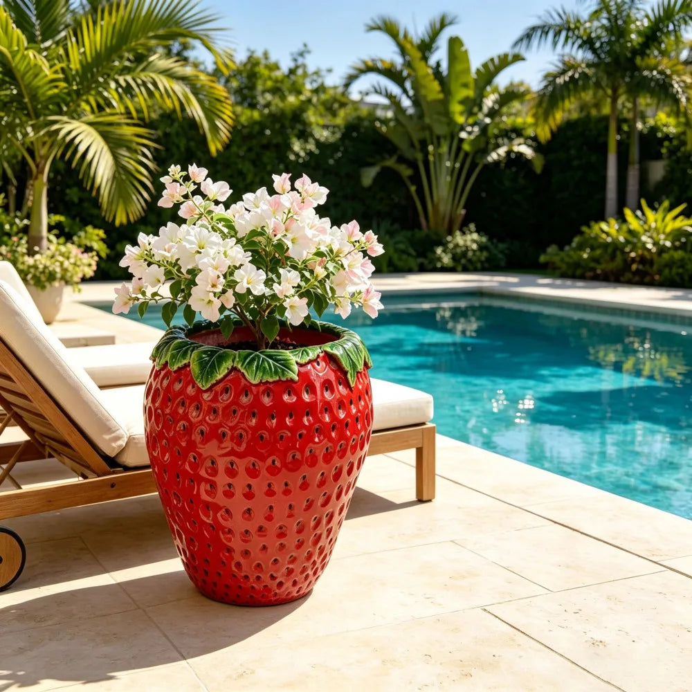 Strawberry Decorative Planter Pot For Outdoor Garden Patio