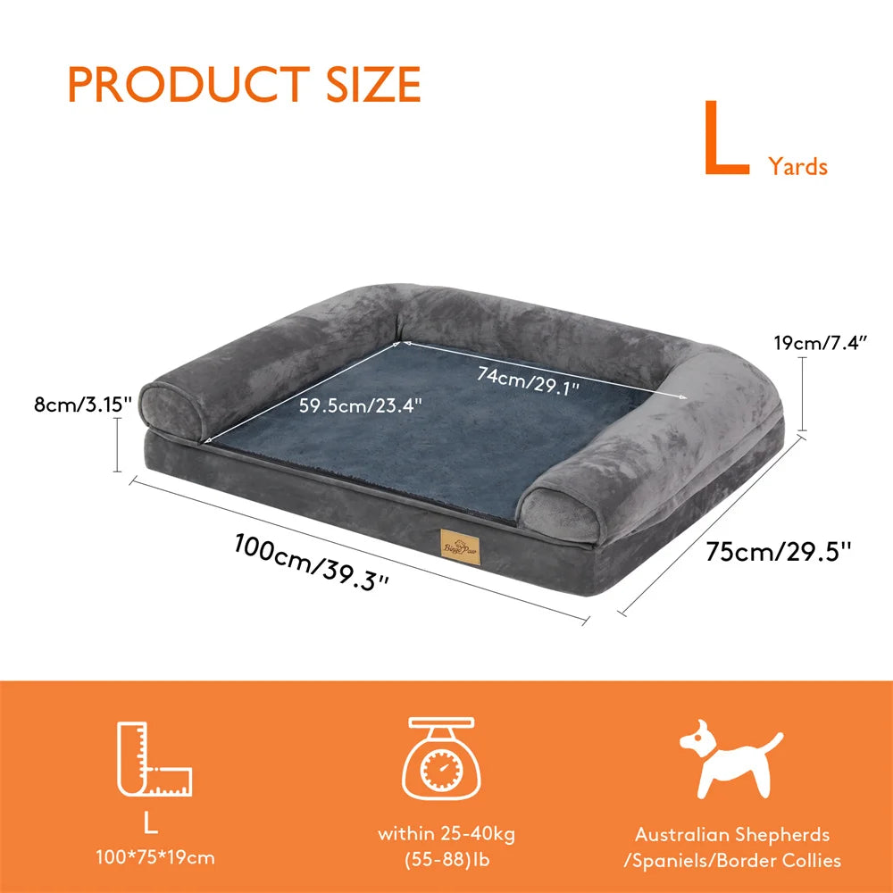Borwart Orthopedic Memory Foam Dog Bed With Removable Waterproof Cover
