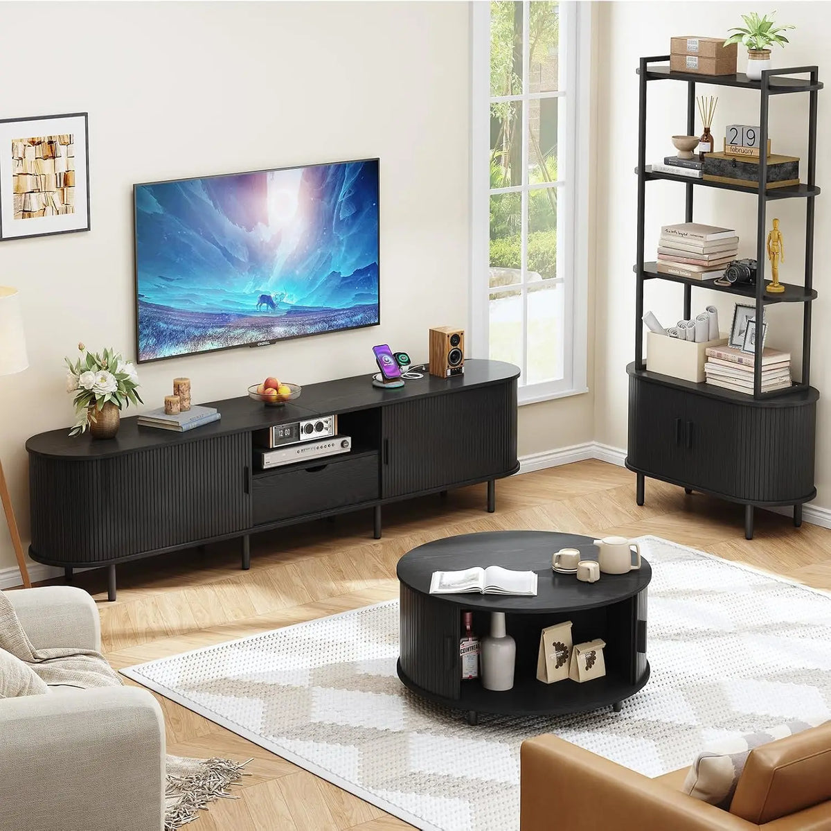 ONBRILL TV Stand With Power Outlet For Living Rooms