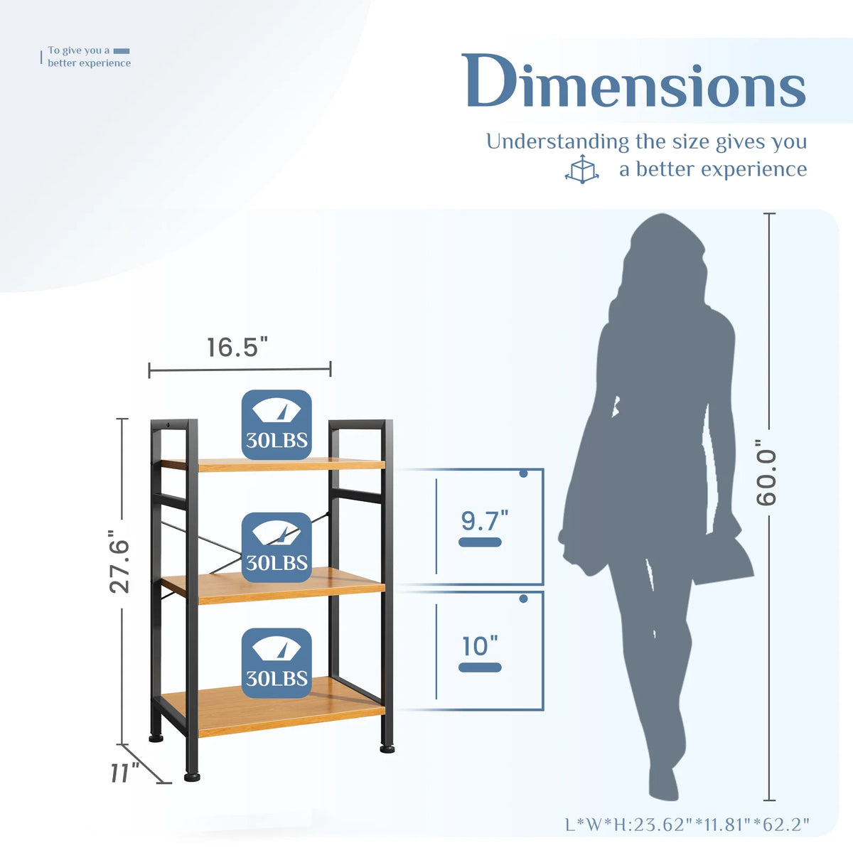MCQ Wooden Bookshelf With Graduated Shelves And Adjustable Feet