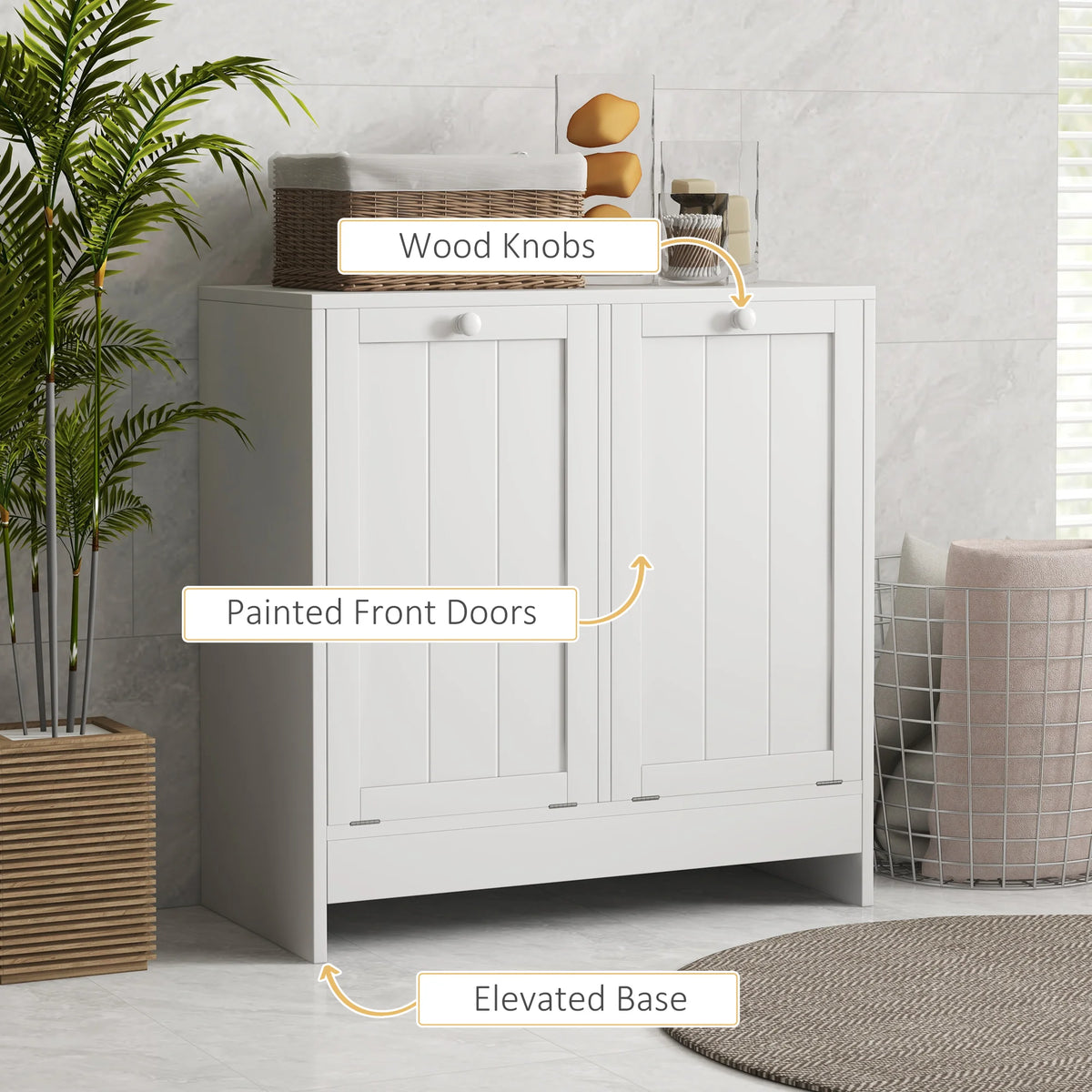 Kleankin Double Tilt Out Laundry Hamper Cabinet With Storage