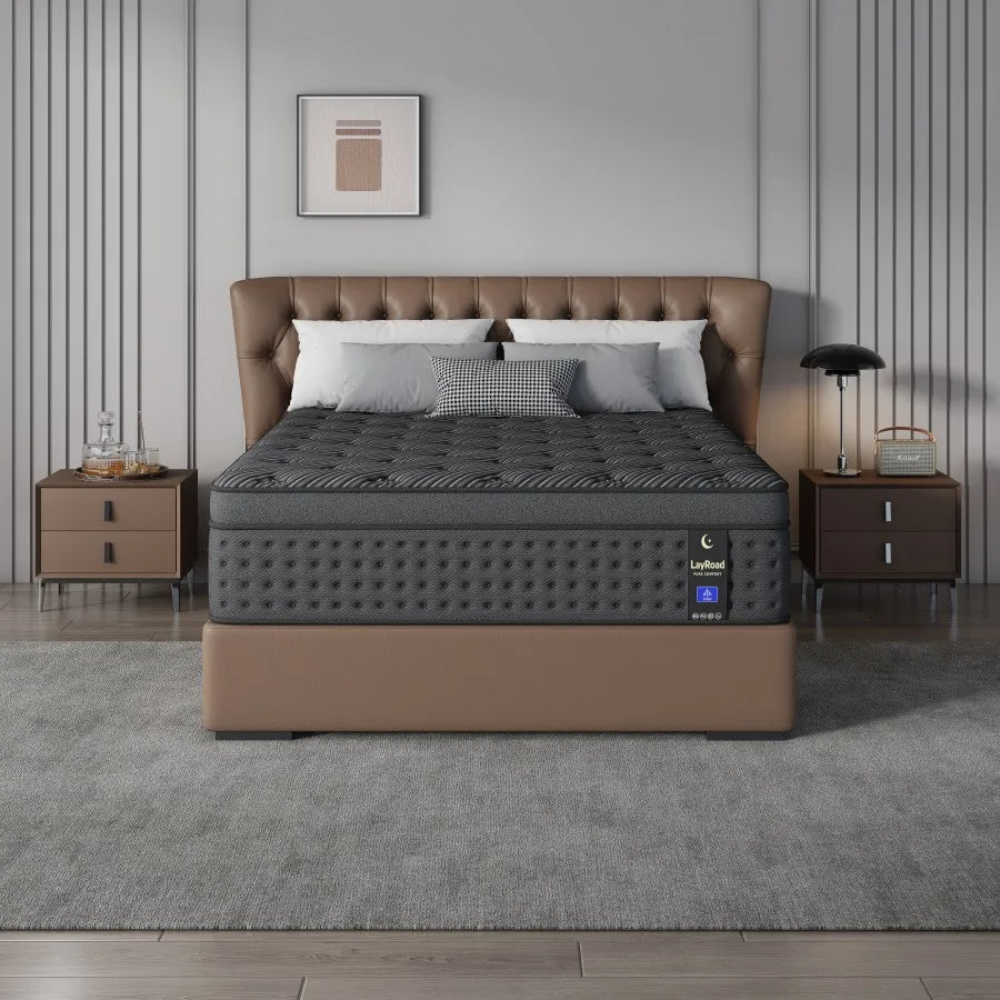 LAYROAD Memory Foam Hybrid Mattress With Pocket Springs, Medium Firm