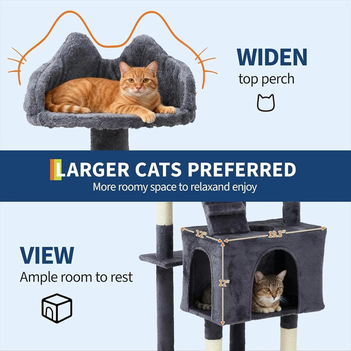 Sturdy Multi-Level Cat Tree with Scratching Posts for Cats