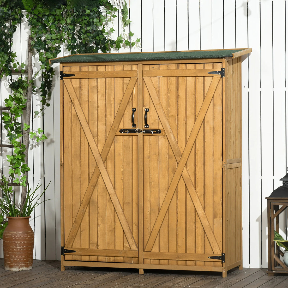 Outsunny Waterproof Garden Storage Shed With Shelves And Lock