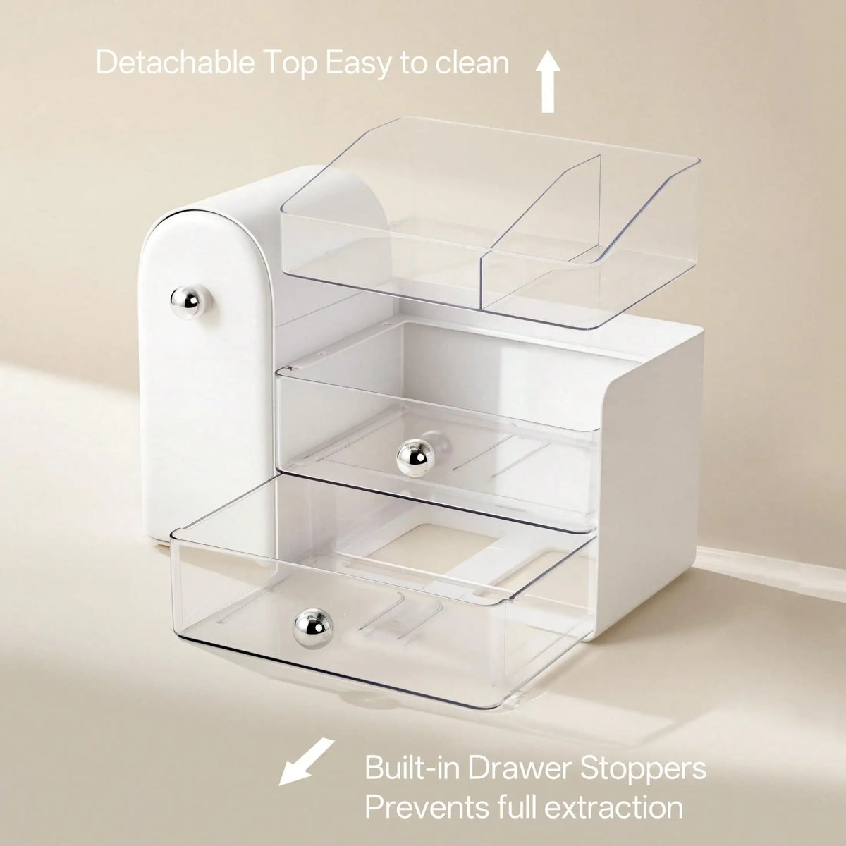 Makeup Organizer With Drawers And Brush Holder For Vanity Counter