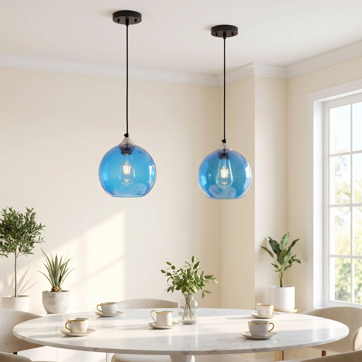 ARLGSITE Modern Bubble Glass Pendant Light With Adjustable Hanging Cord