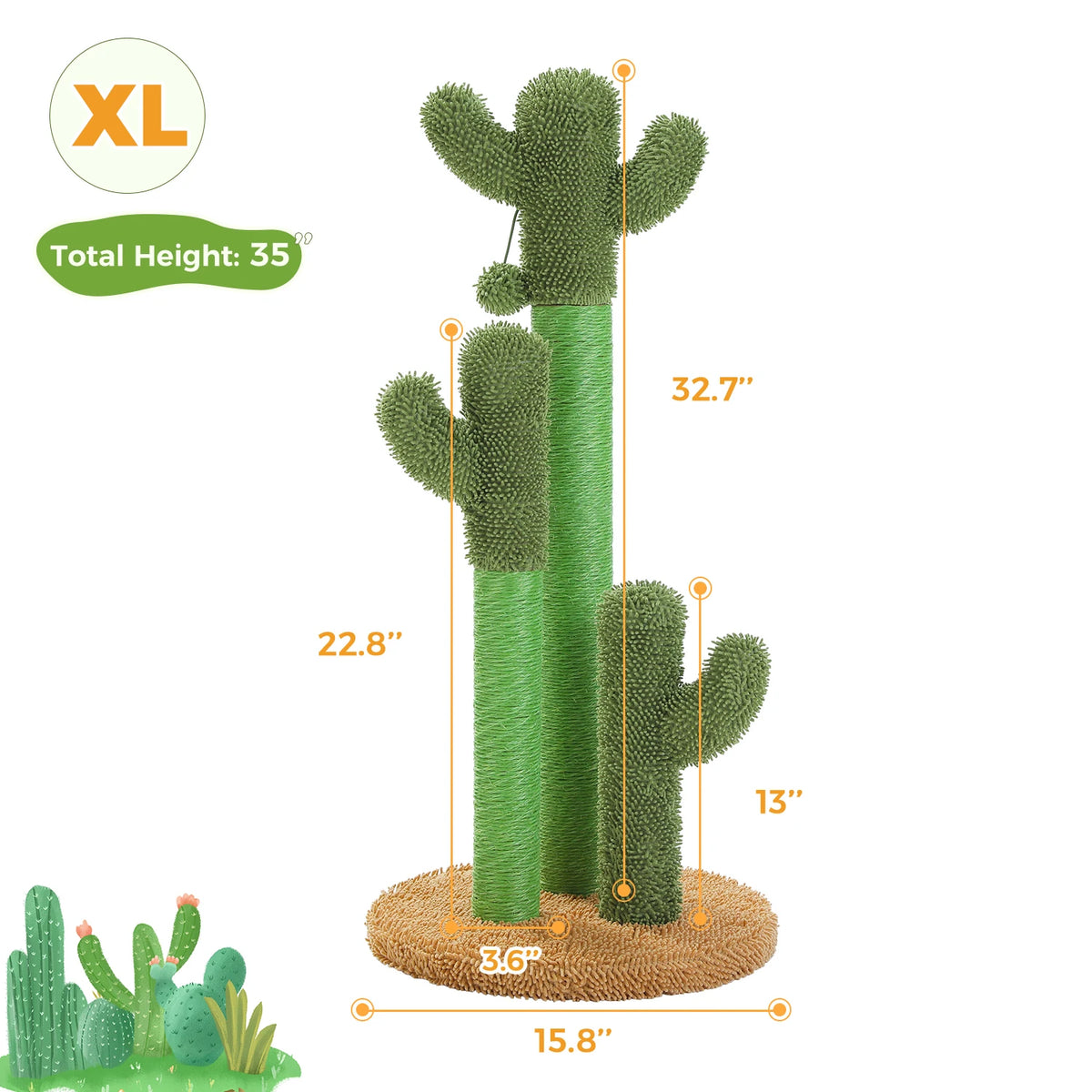 Pequlti Cactus Cat Tree With Cozy Condo And Scratching Post