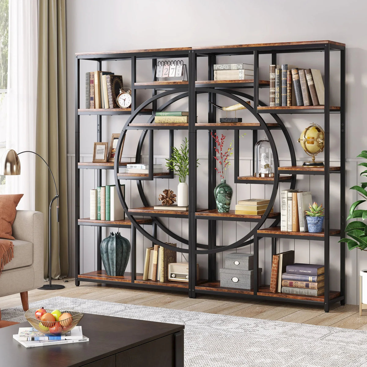 Tribesigns Industrial Etagere Bookcase Freestanding Display Shelf