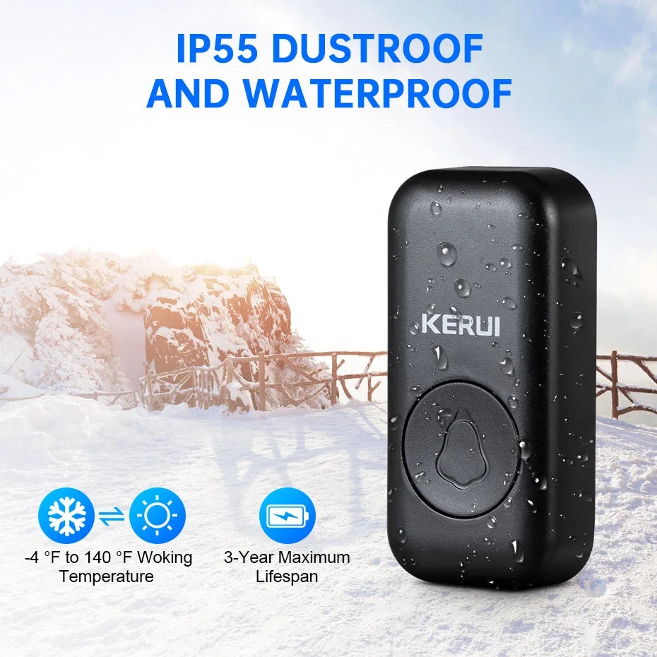 KERUI M525 Waterproof Wireless Doorbell Kit With LED Flash Chime