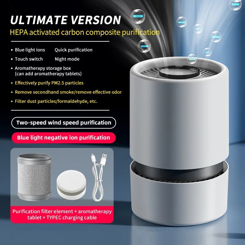 ZNLYRION Mini Desktop Air Purifier With HEPA Filter And Aromatherapy
