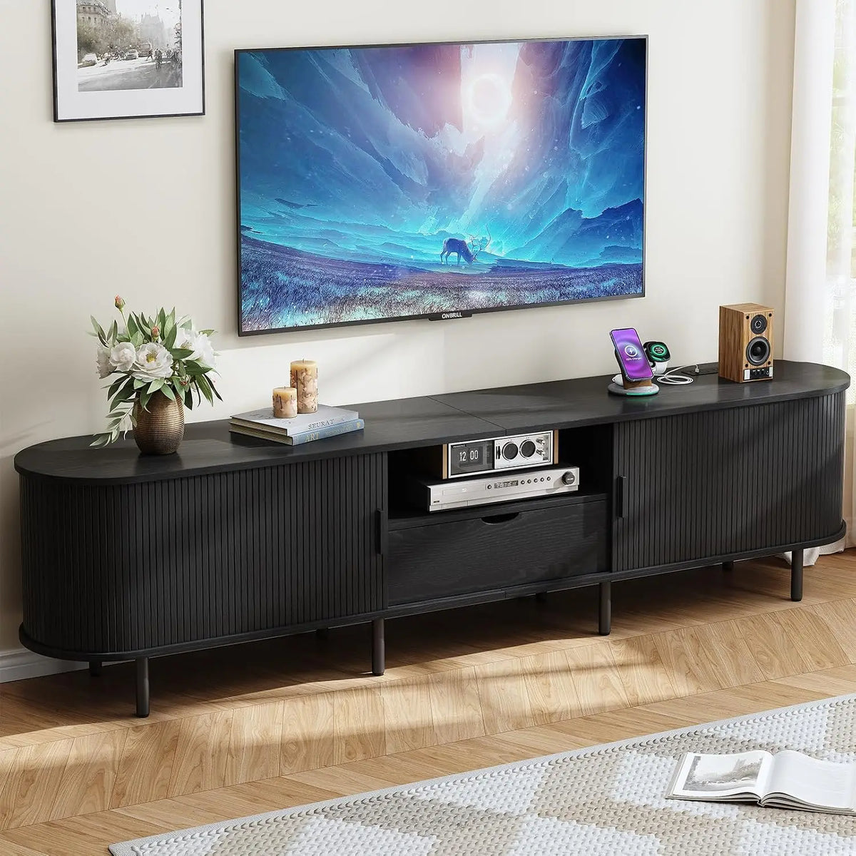 ONBRILL TV Stand With Power Outlet For Living Rooms