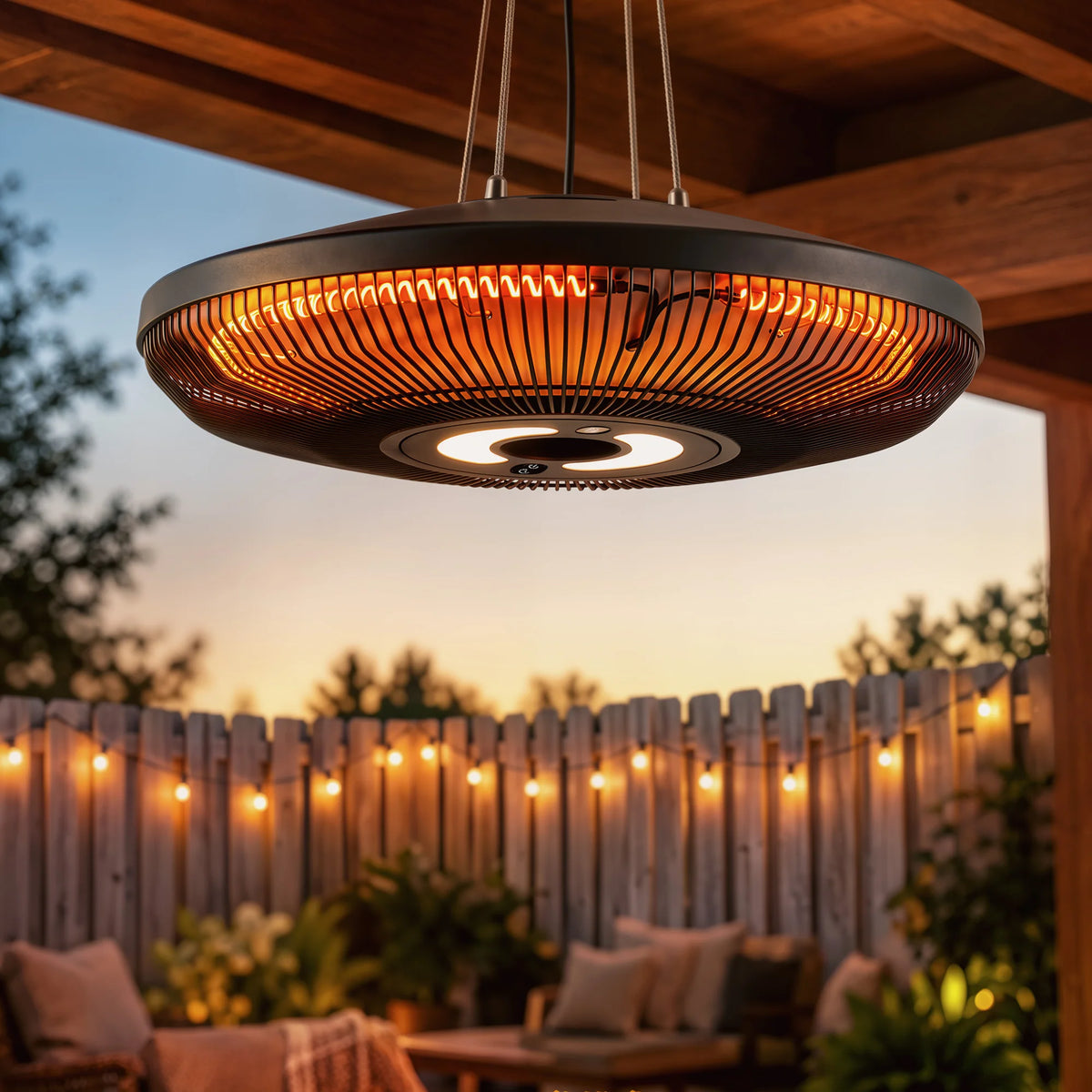 Outsunny Electric Patio Heater With LED Light And Dual Heat
