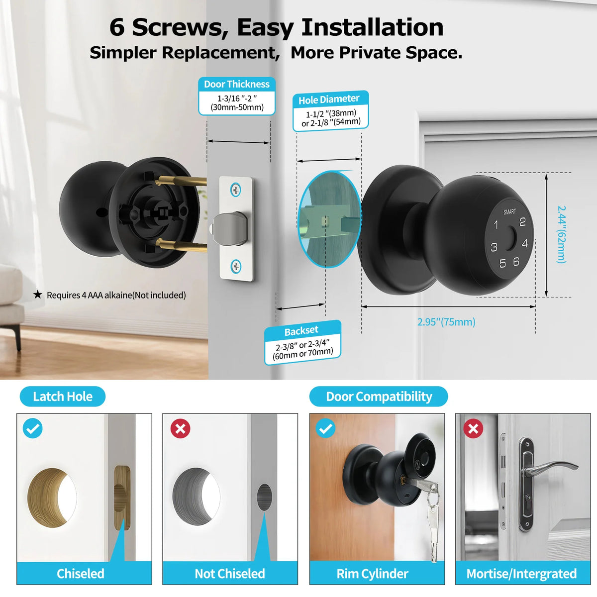 Viladepot Smart Lock Fingerprint Passcode App Control Type-C Emergency Power