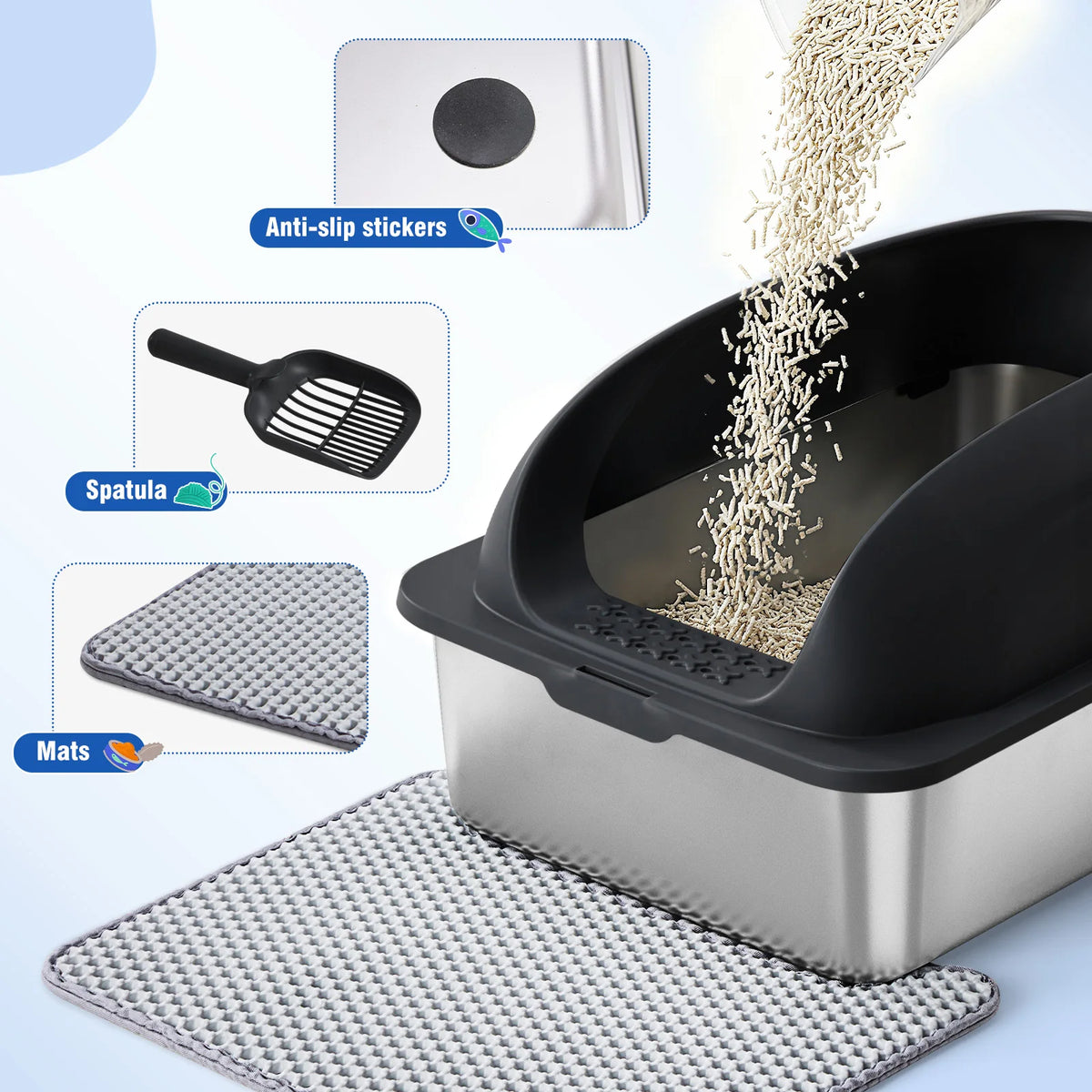 Stainless Steel Cat Litter Box With Lid And Odor Control