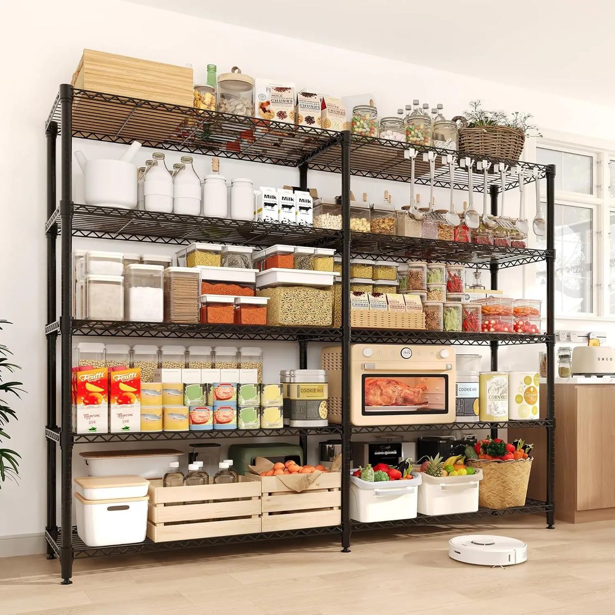 Heavy Duty Carbon Steel Five Tier Adjustable Wire Shelving Rack