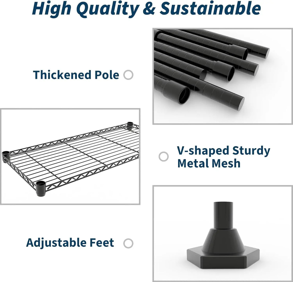 Heavy Duty Carbon Steel Five Tier Adjustable Wire Shelving Rack