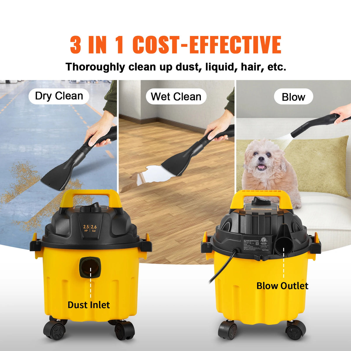 SucceBuy Wet Dry Shop Vacuum With Powerful Blowing And Suction