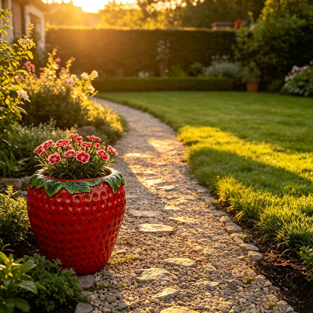 Strawberry Decorative Planter Pot For Outdoor Garden Patio