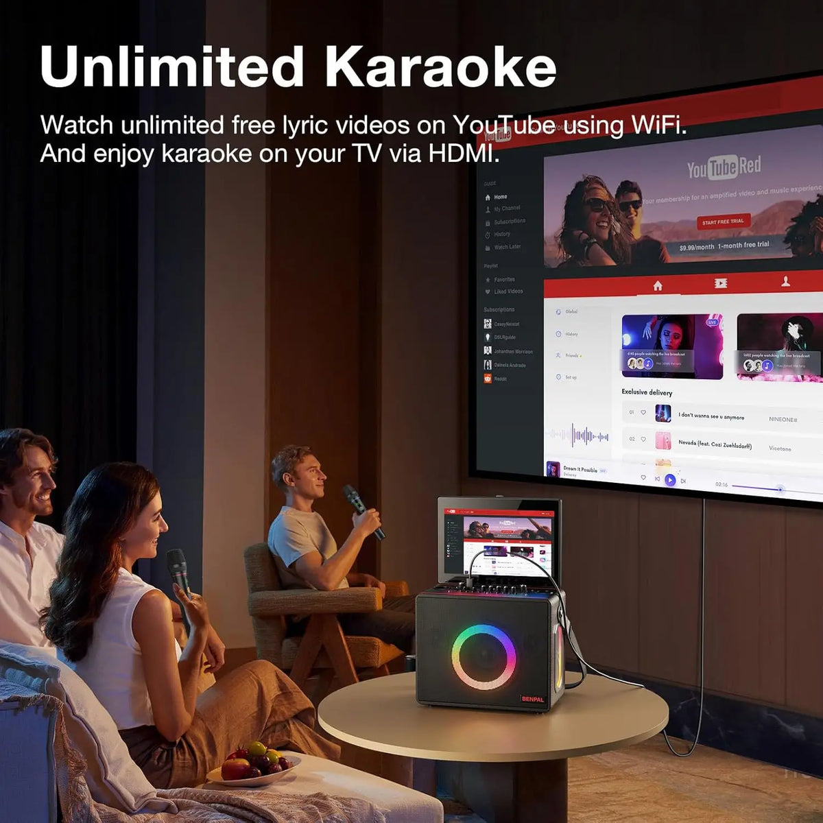 Portable Bluetooth Karaoke Speaker With Wireless Microphones