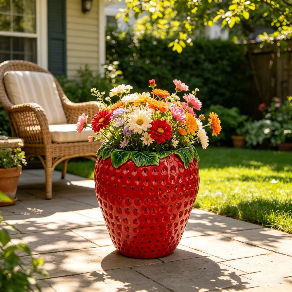 Strawberry Decorative Planter Pot For Outdoor Garden Patio