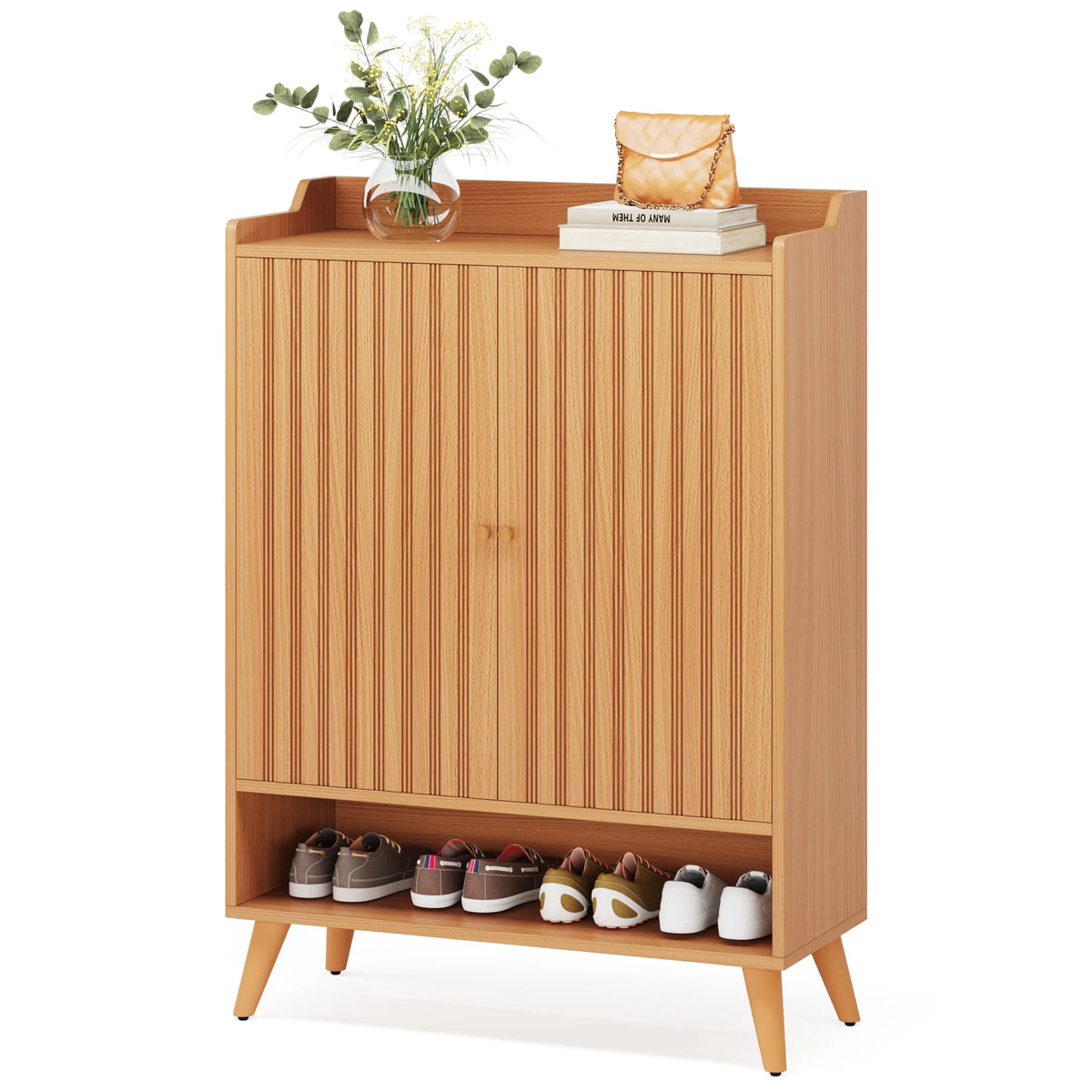 Tribesigns Modern Shoe Cabinet With Doors And Five Tier Storage