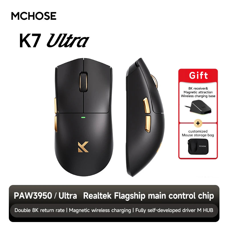 MCHOSE K7 Ultra Wireless Gaming Mouse PAW3950 8K Polling Rate