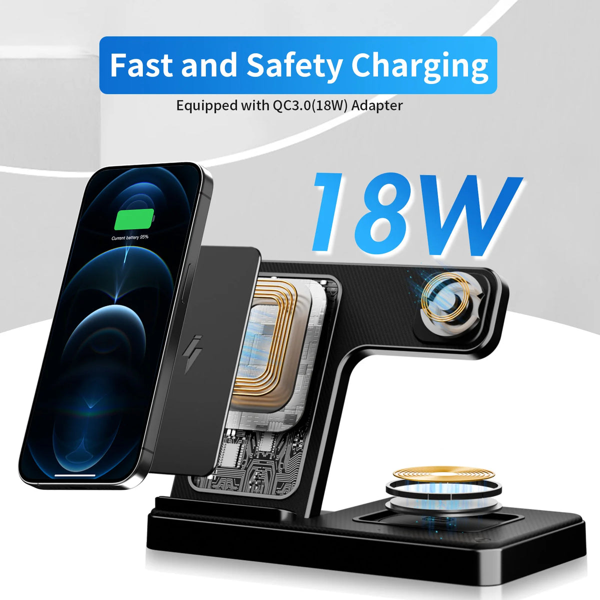 Foldable 3 In 1 Magnetic Wireless Charger for Apple Devices