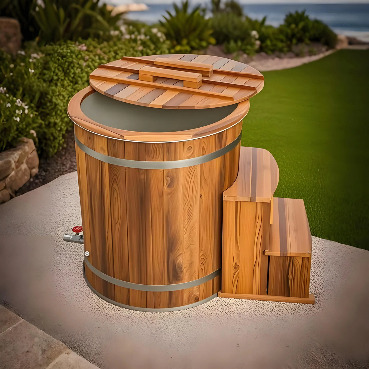 Premium Outdoor Cold Plunge Tub With Complete Chiller System