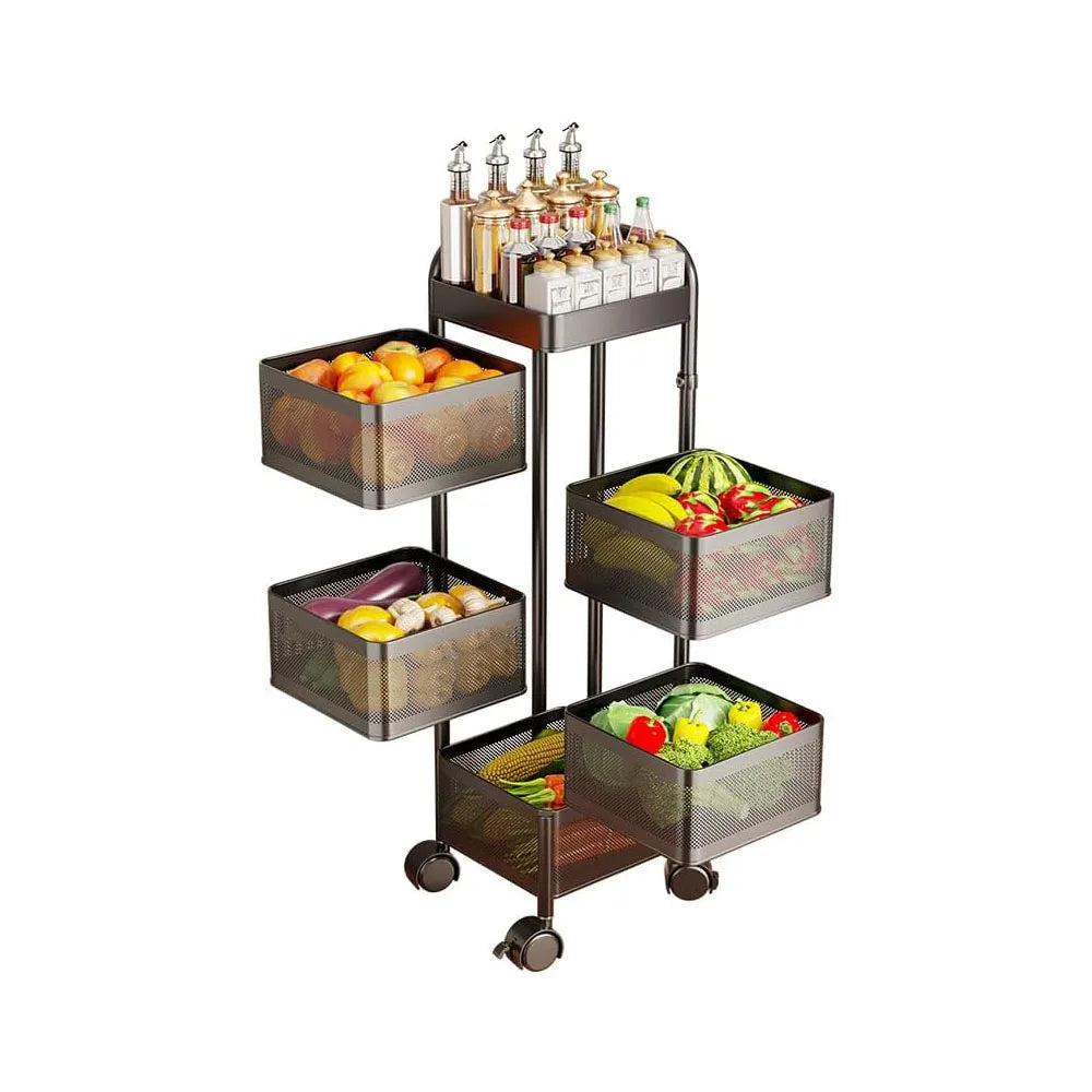 Studyset Adjustable Four Tier Rotating Kitchen Storage Cart