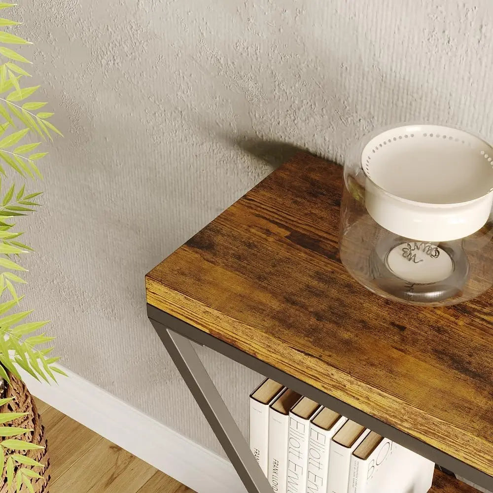 HiMISS Three Tier Farmhouse Console Table With Open Storage Shelves