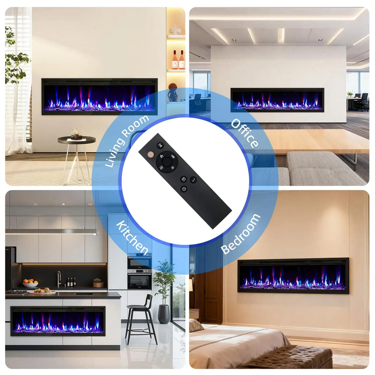 Adoolla Ultra-Slim Electric Fireplace Heater With Remote Control
