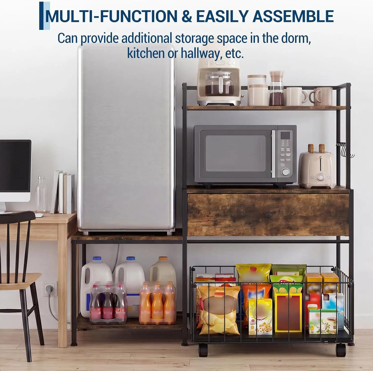 Garvee Stainless Steel Mini Fridge Stand With Storage Microwave Rack